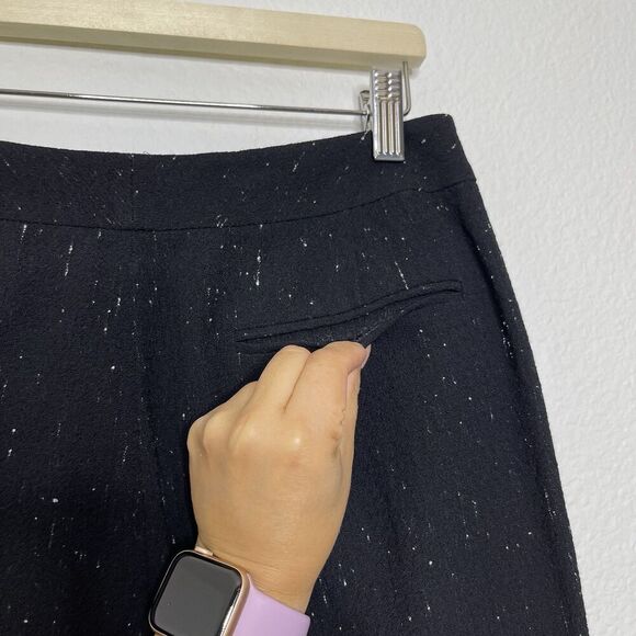 Lafayette 148 NY Straight Pants Sz 6 Wool Silk Black Speckled Career Trouser - Picture 12 of 14